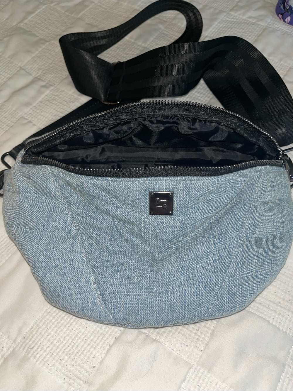 THINK ROYLN Light Blue Denim Crossbody with Black Strap
